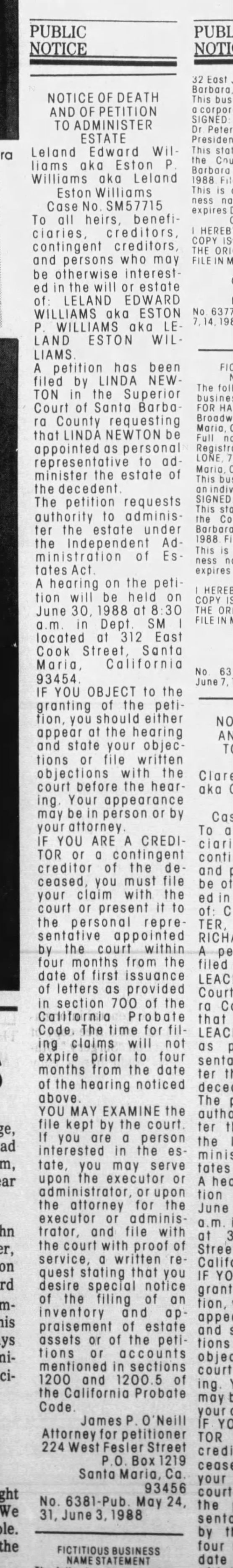 Clipping from Santa Maria Times